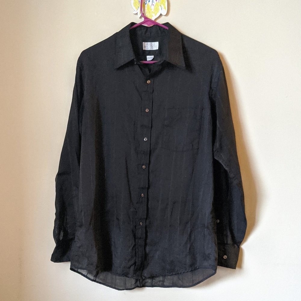 Vtg Lightweight Black Button Up Arrow Broadstreet